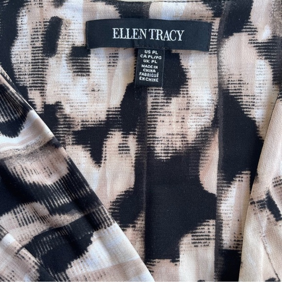 Ellen Tracy Brown and Black Floral Abstract Fit & Flare Dress US PL - Picture 6 of 7